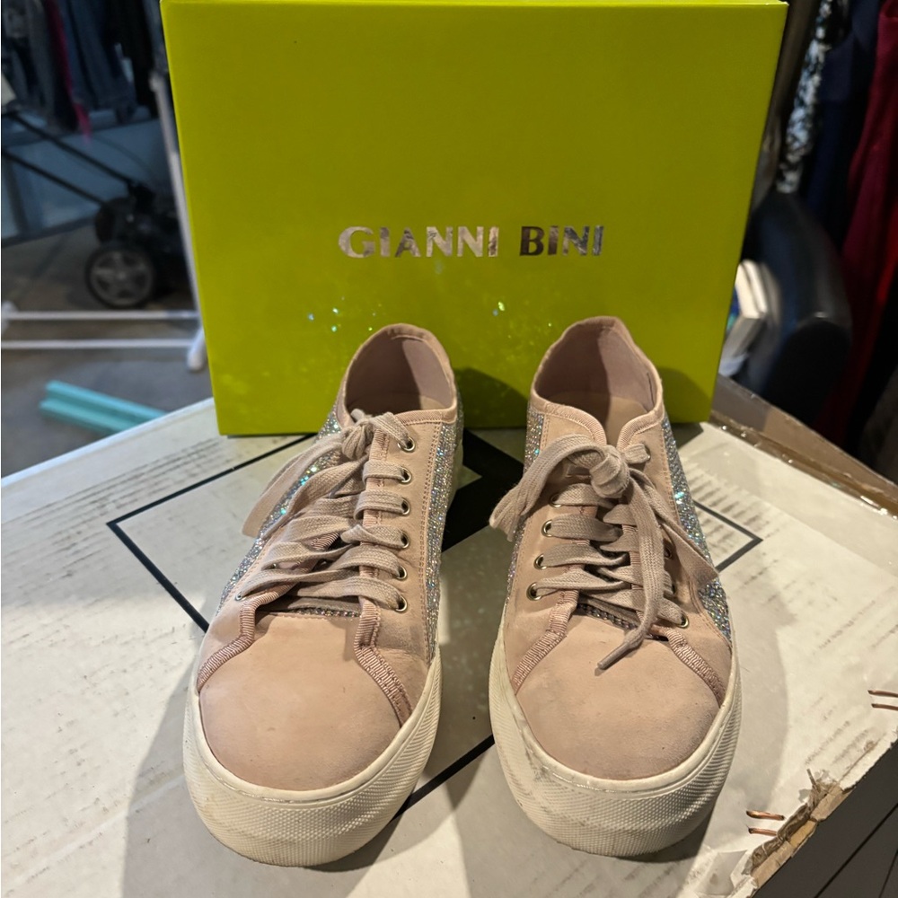 Gianni Bini Pink Sneakers with Rhinestone Accents